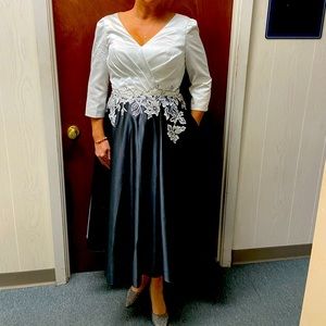 Pewter and white dress with shoes